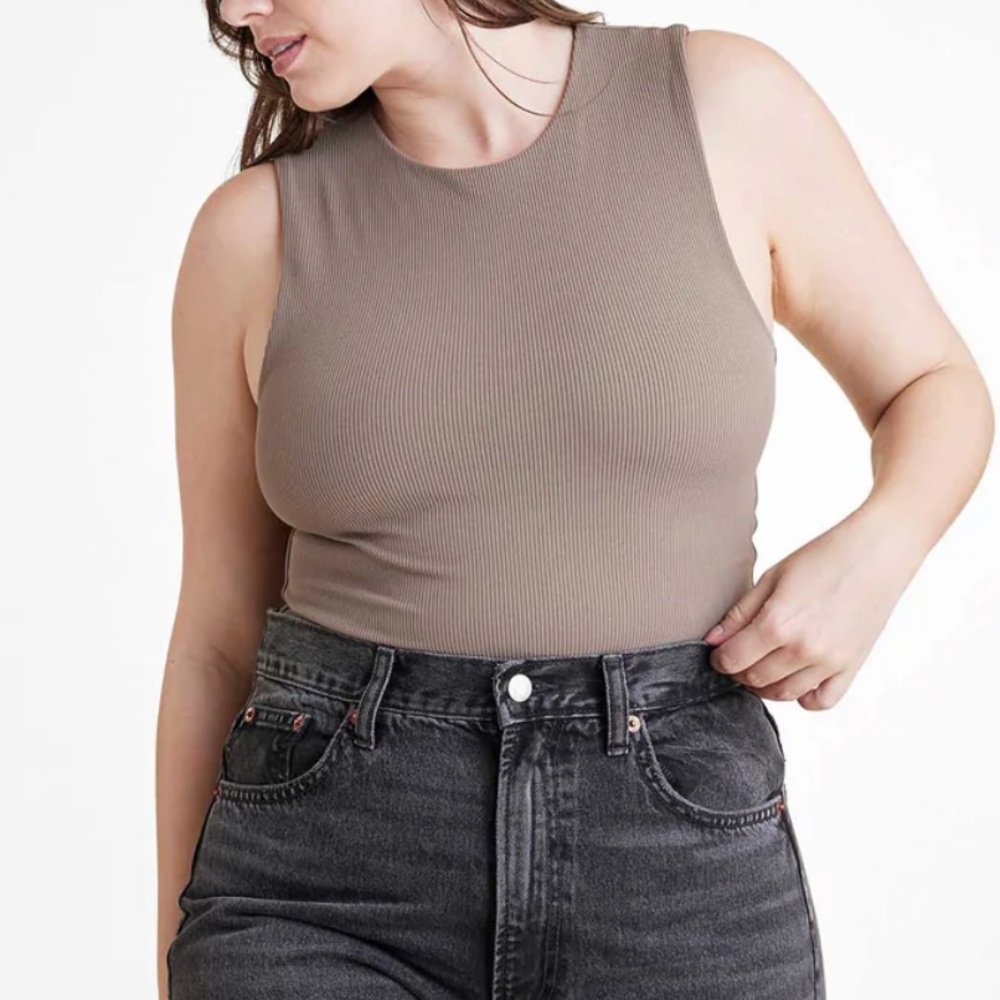 nuuds Ribbed Crewneck Tank Bodysuit